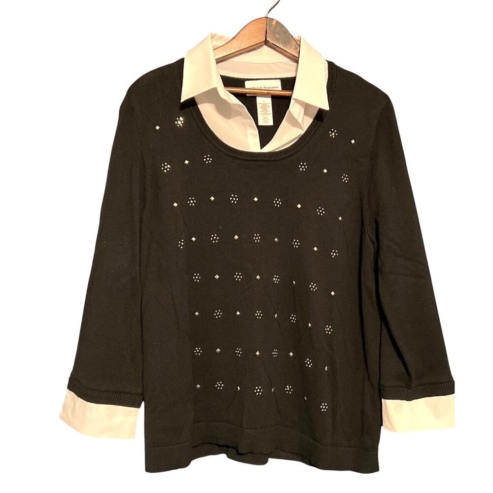 Alfred Dunner Womens Black Sweater Size L